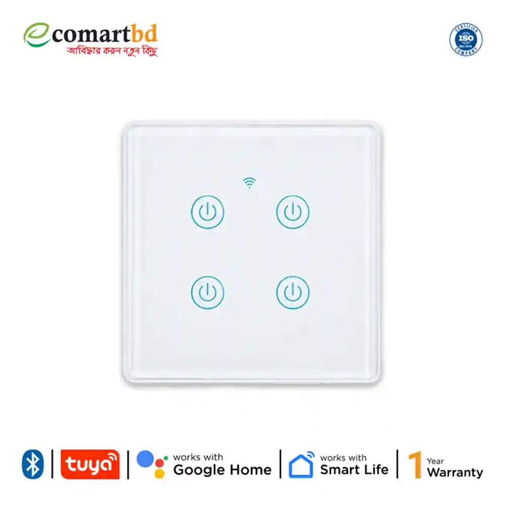 4 Gang Wi-Fi + Bluetooth Smart Touch Wall Switch